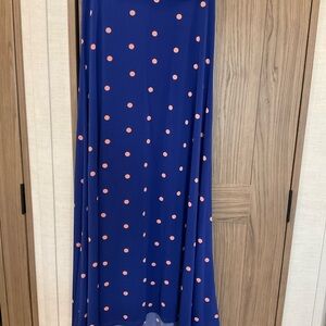 LULAROE Womens Blue/pink Dot Long Skirt Stretchy Size XXS